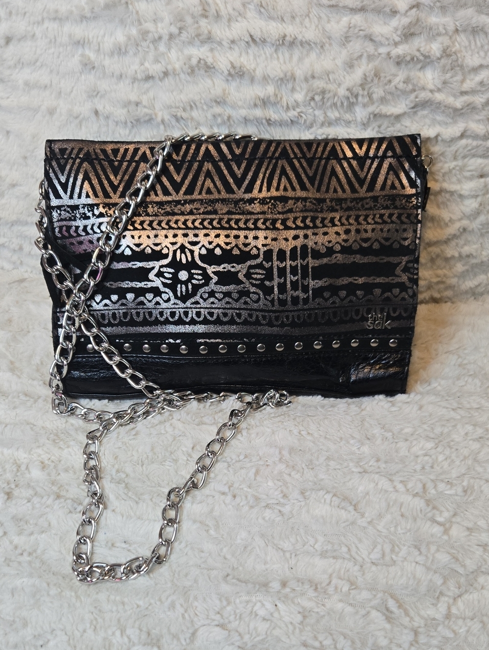 Sakroots Metallic Black Patterned Crossbody